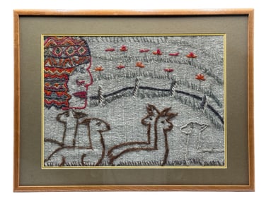 Handwoven Wool Tapestry Wall Hanging Rug Folk Art