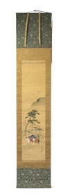 A Japanese Kakejiku Hanging Scroll Featuring Samurai Warrior on Horsback after Yamato-e