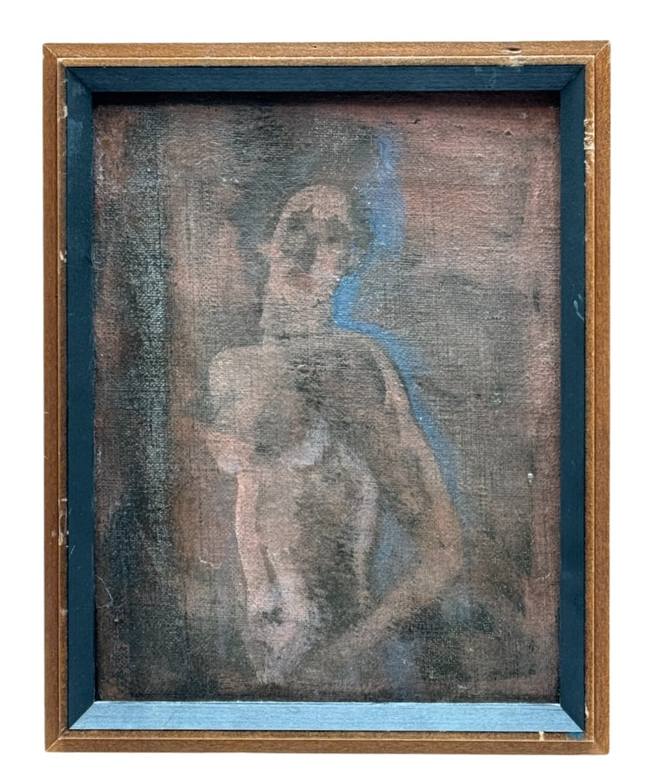 Arthur Bowen Davies (American 1862-1928) Untitled Oil on Canvas of Nude Woman: Arthur Bowen Davies (American 1862-1928) Untitled Oil on Canvas of Nude Woman. Estate stamp on Canvas Stretcher Bar. Frame size 12" x 9 1/2"