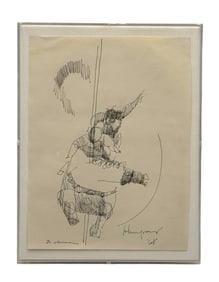 JOHN CHIN YOUNG Works (Hawaiian / Californian 1909-1997) Ink on Paper. Abstract drawing C.1968
