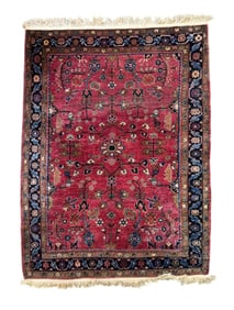 Vintage Persian Saroukh Wool Hand Knotted Rug
