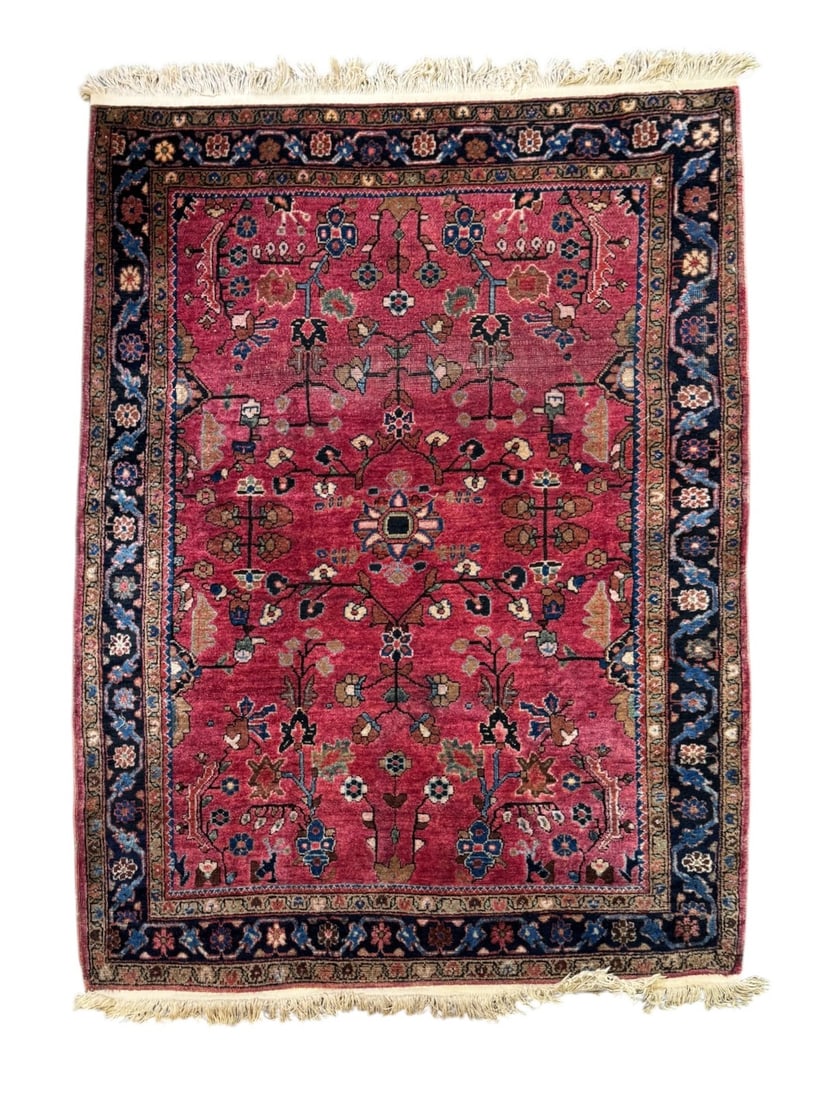 Vintage Persian Saroukh Wool Hand Knotted Rug: Vintage Persian Saroukh Wool Hand Knotted Rug. 42" x 58" A/R