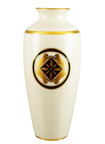 Cartier "La Maison de L'Art Deco" Motif w/24K Gold Porcelain Vase
