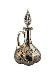 Alvin Fine Sterling Overlay Cut Glass Decanter Art Nouveau
