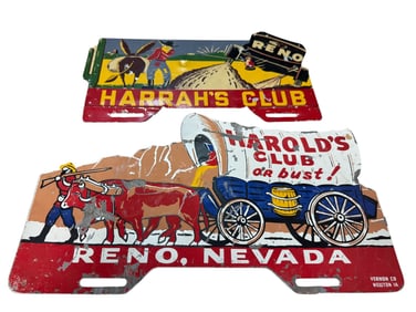 2 Vintage Casino License Plate Topper Signs.