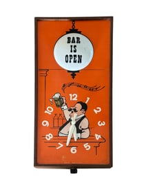 Vintage Spartus Model 6070 "Bar is Open" Wall Clock Light
