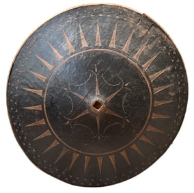 Rare Ethnographic Filipino Moro Taming Round Shield Late 19th century. 25" in Diameter