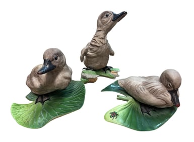 Lot of 3 Boehm Porcelain Cygnus Olor Baby Swan Bird Figurines C. 1970