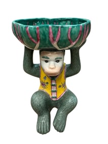 Chinoiserie Monkey Holding Lotus Leaf Dish