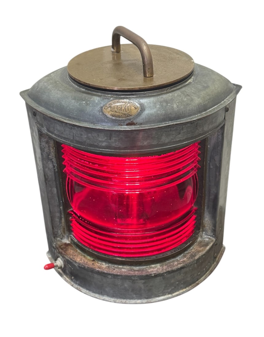 Perko Brass Nautical Lantern Red Light. (1 of 3)