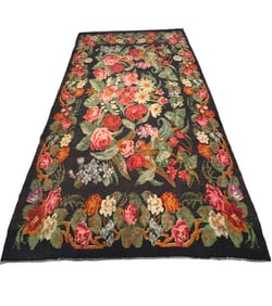 Large Karabagh Kalim Rug with Ethinic Floral Design