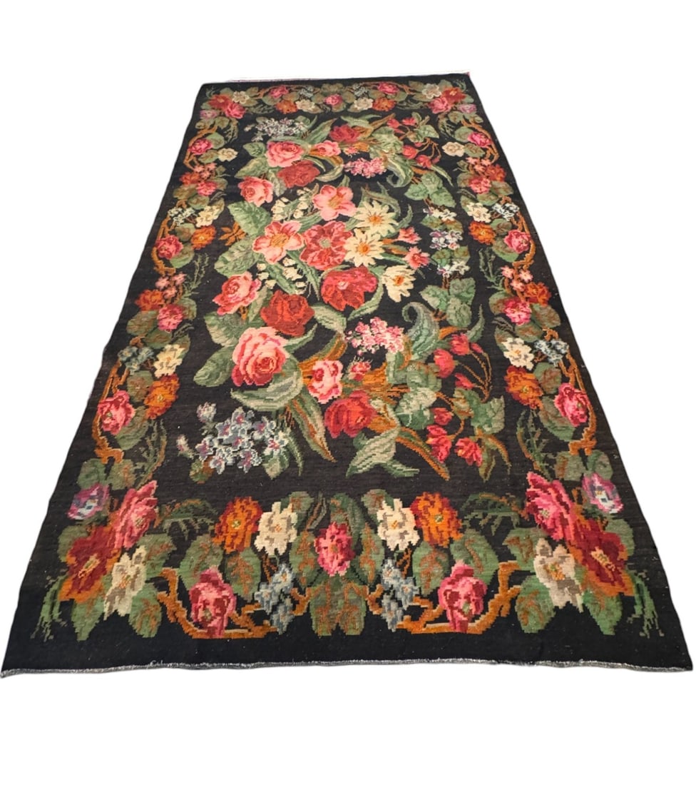 Large Karabagh Kalim Rug with Ethinic Floral Design (1 of 4)