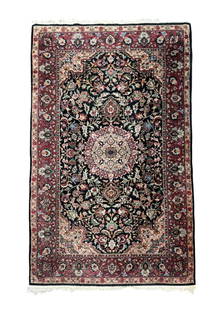 Persian Wool and Silk hand Knotted Rug: Persian Wool and Silk hand Knotted Rug. 36" x 61" A/R