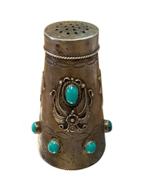 Native American Sterling Silver Turquoise Salt Shaker by Cecil Sanders