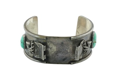 Native American Sterling Silver and Turquoiuse Watch Cuff Link