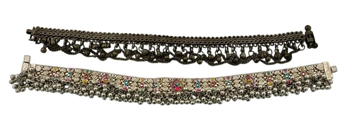 Two Tribal Sterling Silver Filigree Leg Bracelet