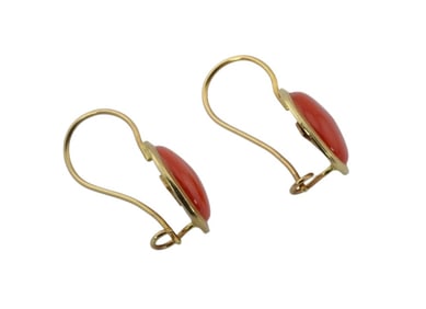14Kt Gold Red Coral Earrings from Italy