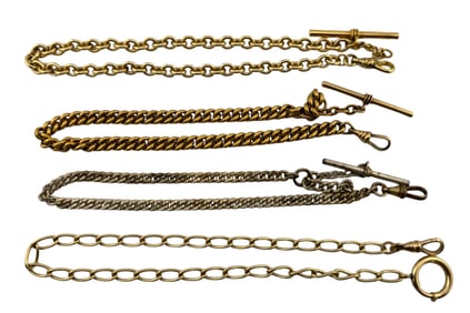 (Lot of 4) VTG Gold Filled Pocket Watch Chains