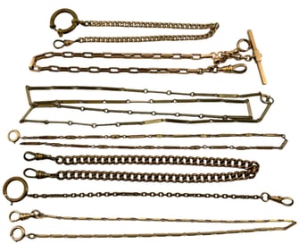 (Lot of 7) VTG Gold Filled Pocket Watch Chains