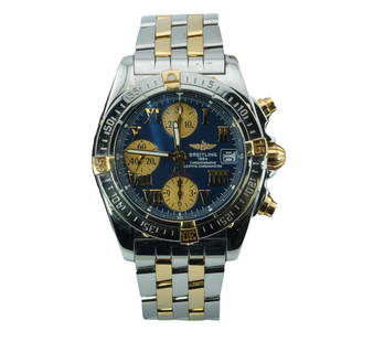 Breitling Chrono Cockpit 18K Yellow Gold/Stainless Steel 39MM Automatic Mens Watch B13358: Breitling Chrono Cockpit 18K Yellow Gold/Stainless Steel 39MM Automatic Mens Watch B13358. Breitling Chrono Cockpit Automatic Mens Watch, B13358. Self-winding automatic officially certified Breitliddd
