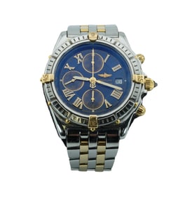 Breitling Crosswind Chronograph SS / 18K Blue Dial 43mm Automatic Watch B13355