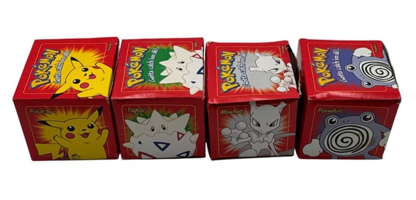 4 Sealed 1999 Burger King Exclusive 23K Gold Plated Pokemon Pokeballs Trading Card