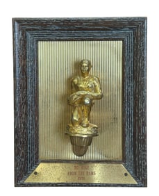 1958 Los Angeles Ram Kneeling Coaching Staff Brass Trophy Awarded to "Mike"