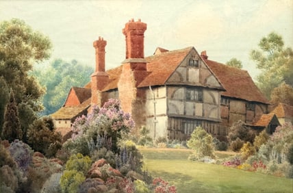 Herbert George (English, b. 1863) "Unstead Farm" Original Watercolor