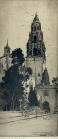 William A. Eskey (1891-1937) Etching "Balboa Park San Diego"