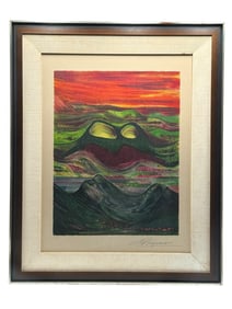 David Alfaro Siqueiros (1896-1974) "Volcan Fosforecente" from the "Mountain Suite" Lithograph