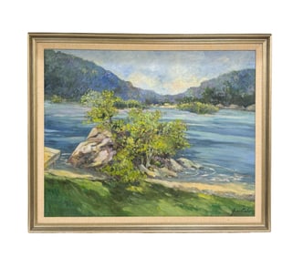 Jane Carlson (American, b. 1928) Landscape Oil on Canvas Painting