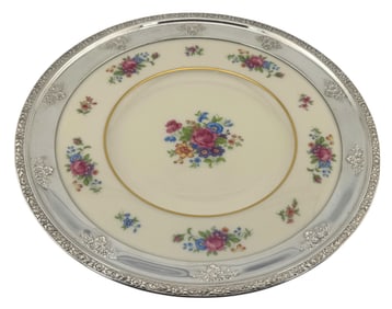 Lenox China Rose Repousse Sterling Silver rim Plate