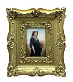 KPM Painted Poreclain Plaque of Ruth Gelaning Wheat Signed