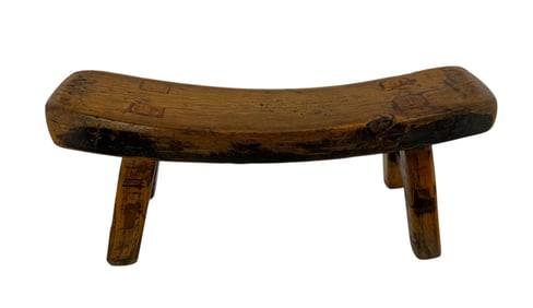 Antique 19th C Meiji Takamahura Japanese Geisha Wooden Pillow Bench