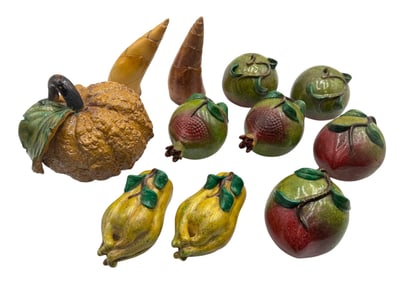 Group of Hand Painted Ceramic Fruits and Vegetables