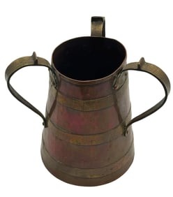Early 1900s Brass and Copper Tri Handle Beer Mug