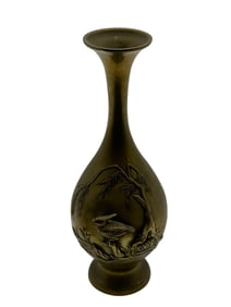 Vintage Japanese bronze Bird Flower Vase