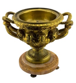 Grand Tour Bronze Italian Medici Warwick Vase on Marble Base