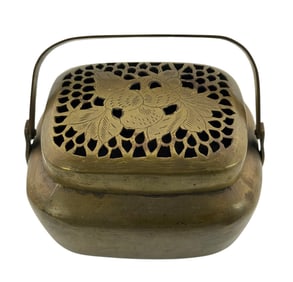 Chinese Brass Hand Warmer Floral Design