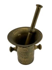 Antique Hand Crafted Bronze Mortar with Pestle