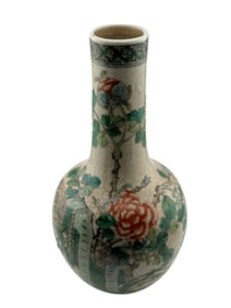 19th Century Chinese Wucai Crackle Glazed Tianqui Porcelain Vase