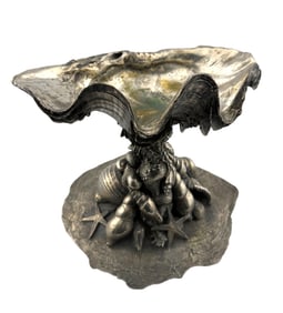 Silver Plate over Bronze Sea Shell Centerpiece