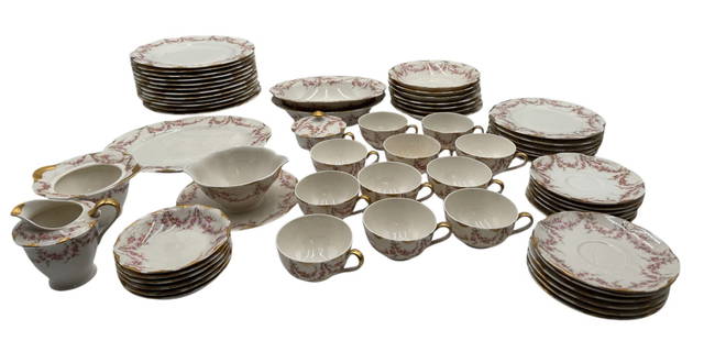 (62 pieces) Theodore Haviland "Varenne" Dinnerware: (62) Pieces of Theodore Haviland "Varenne" Dinnerware. (12) 10 1/2" dinner plates. (12) Cups. (12) Saucers. (7) Bowls. (6) small bowls. (6) bread and butter plates . (1)Platters. Largest: 11 1/2" (3)