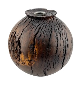 Handcrafted Burlwood Vase with Spherical Body