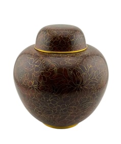 Midcentury Chinese Hand Crafted Cloisonne Ginger Jar with Lid