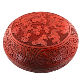 Large Chinese Cinnabar Lacquer Box with Dragon motif
