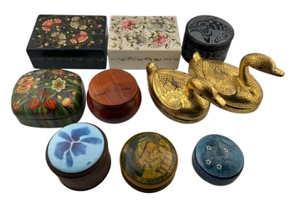 Collection of Hand Painted Trinket Boxes