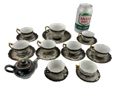 Group of Vintage Hand Painted Moriage Dragonware