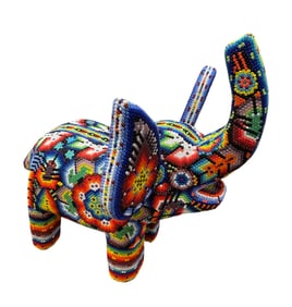 Huichol Wixarika beaded Elephant Figure