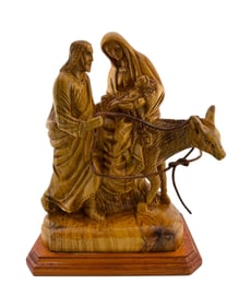 Hand Carved Olive Wood Statue of the Holy Family
